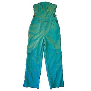 Army Green Lace Up Jumpsuit NBW